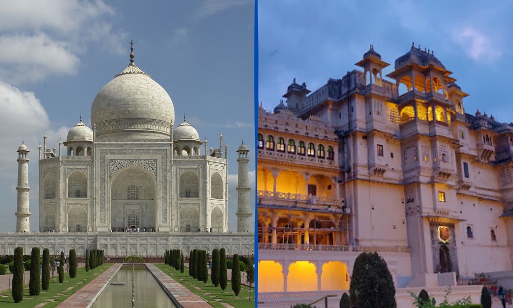 India tour package with Taj Mahal and Udaipur palaces and lakes